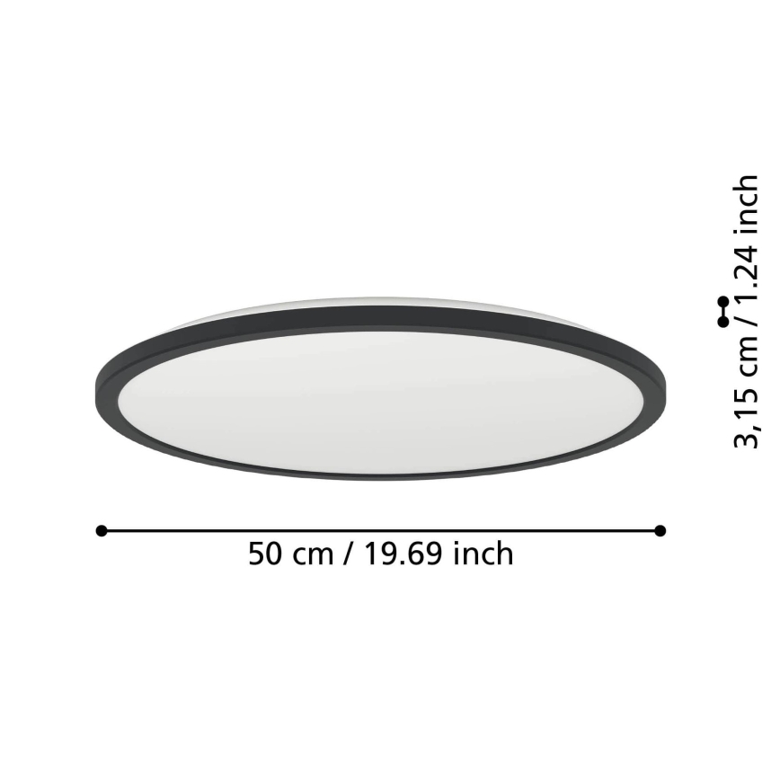 Eglo - LED RGBW Dimmable bathroom ceiling light LED/16,8W/230V 2700-6500K d. 50 cm IP44 black ZigBee