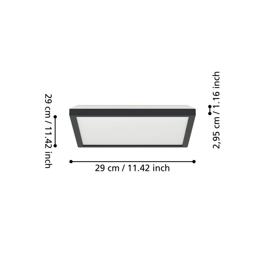 Eglo - LED RGBW Dimmable bathroom ceiling light LED/13,4W/230V 2700-6500K 29x29 cm IP44 black