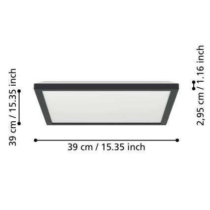 Eglo - LED RGBW Dimmable bathroom ceiling light LED/17,6W/230V 2700-6500K 39x39 cm IP44 black ZigBee
