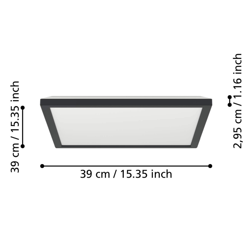Eglo - LED RGBW Dimmable bathroom ceiling light LED/17,6W/230V 2700-6500K 39x39 cm IP44 black ZigBee