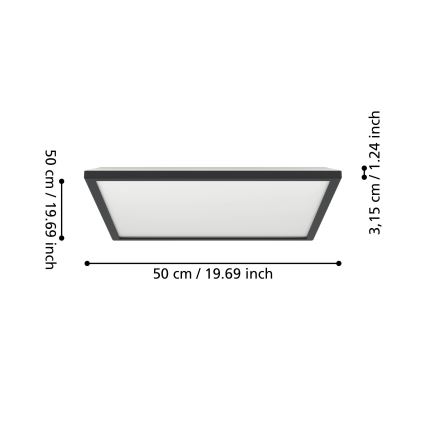 Eglo - LED RGBW Dimmable bathroom ceiling light LED/17W/230V 2700-6500K 50x50cm IP44 black ZigBee
