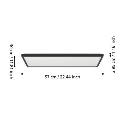 Eglo - LED RGBW Dimmable bathroom ceiling light LED/17,2W/230V 2700-6500K 30x57cm IP44 black ZigBee