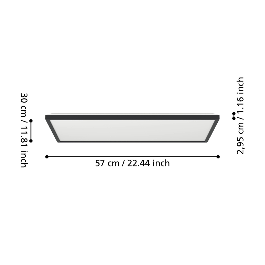 Eglo - LED RGBW Dimmable bathroom ceiling light LED/17,2W/230V 2700-6500K 30x57cm IP44 black ZigBee