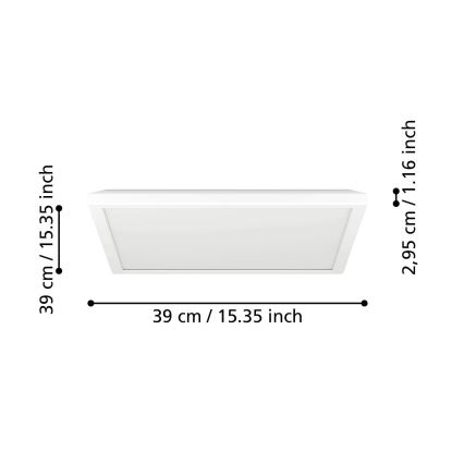 Eglo - Dimmable RGBW LED Bathroom Ceiling Light LED/17,6W/230V 2700-6500K 39x39 cm IP44 white ZigBee