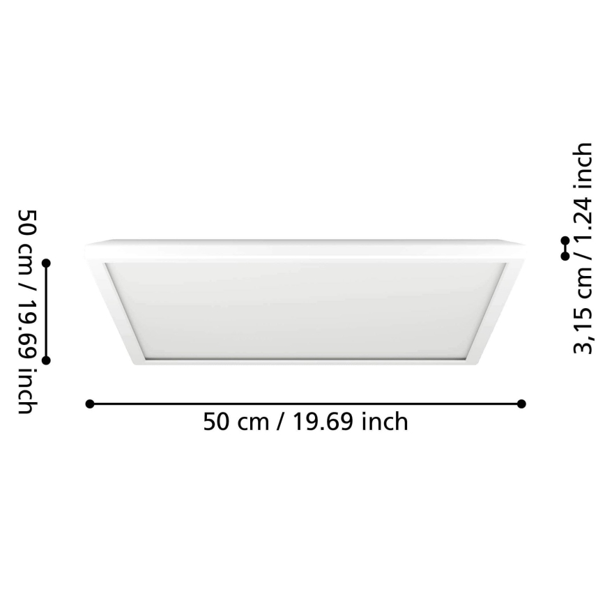 Eglo - LED RGBW Dimmable bathroom ceiling light LED/17W/230V 2700-6500K 50x50 cm IP44 white ZigBee
