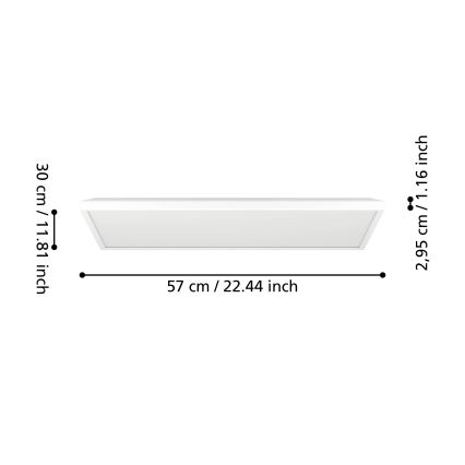 Eglo - LED RGBW Dimmable bathroom ceiling light LED/17,2W/230V 2700-6500K 30x57cm IP44 white ZigBee