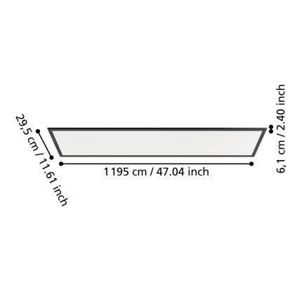Eglo - LED Surface-Mounted Panel, 33W, 230V, 2700/4000/6500K, 120 x 30 cm, Black