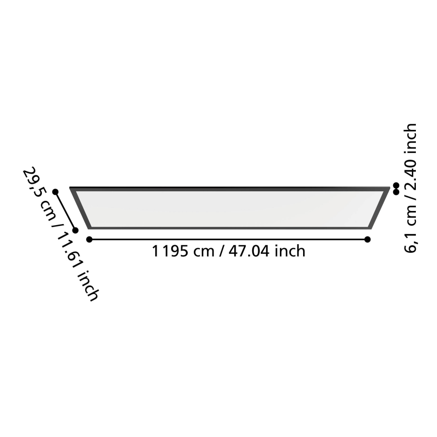 Eglo - LED Surface-Mounted Panel, 33W, 230V, 2700/4000/6500K, 120 x 30 cm, Black