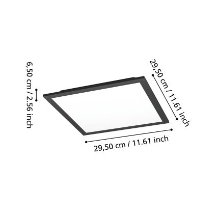 Eglo - LED RGBW Dimmable Ceiling Light LED/14W/230V 2700-6500K 30x30 cm Black
