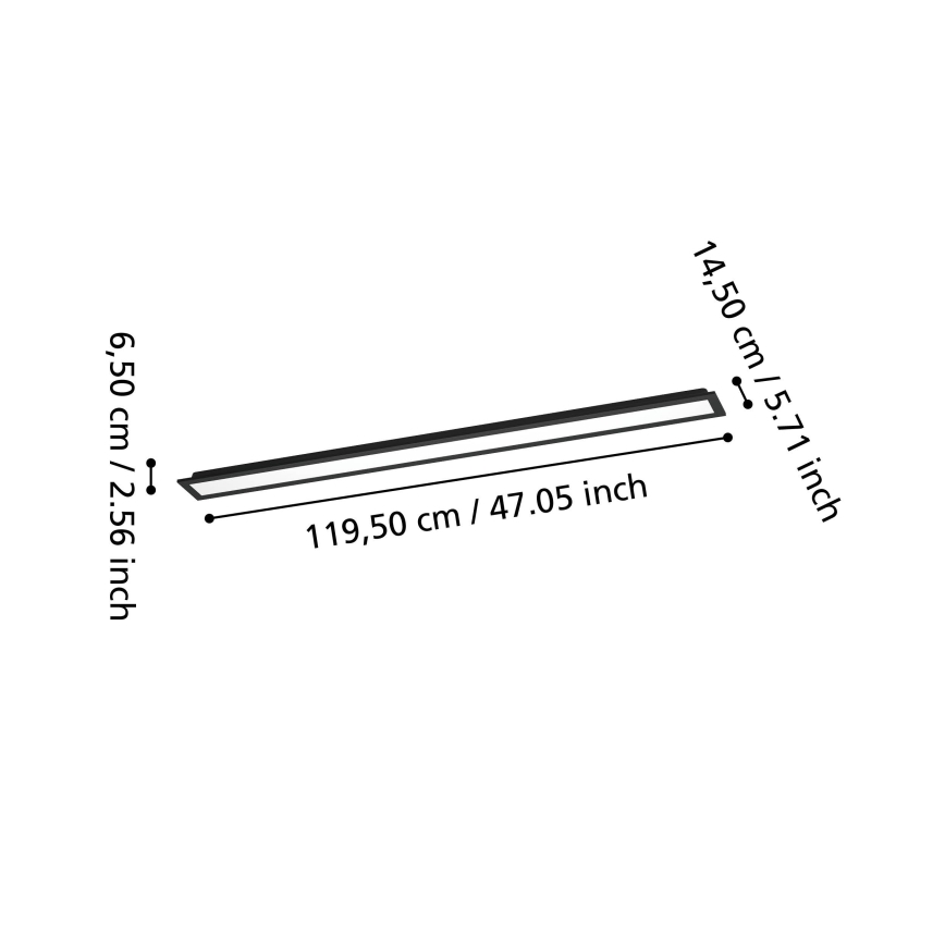 Eglo - Dimmable RGBW LED Surface-Mounted Panel LED/28W/230V 2700-6500K 120x15 cm black