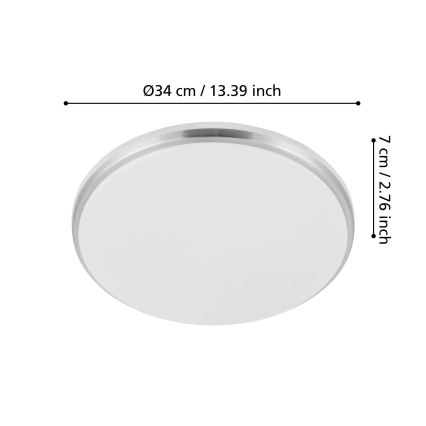 Eglo - LED Bathroom Ceiling Light LED/18W/230V 3000/4000/6500K dia. 34 cm IP54 matte chrome
