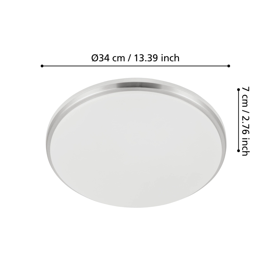 Eglo - LED Bathroom Ceiling Light LED/18W/230V 3000/4000/6500K dia. 34 cm IP54 matte chrome