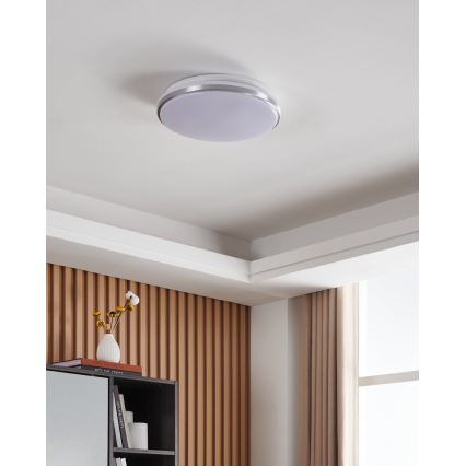 Eglo - LED Bathroom Ceiling Light, 18W/230V, Selectable 3000/4000/6500K, IP54, Matte Chrome