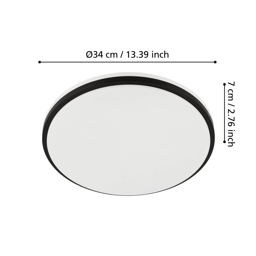 Eglo - LED Bathroom Ceiling Light LED/18W/230V 3000/4000/6500K IP54 Black
