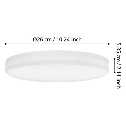 Eglo - LED Bathroom ceiling light LED/16,5W/230V 2700/4000/6500K dia. 26 cm IP54 white