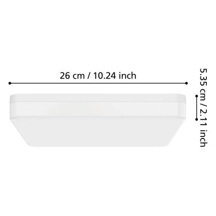 Eglo - LED Bathroom Ceiling Light LED/16,5W/230V 2700/4000/6500K 26x26 cm IP54 White