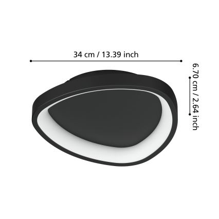 Eglo - LED Dimmable ceiling light LED/12W/230V 2700-6500K black + remote control