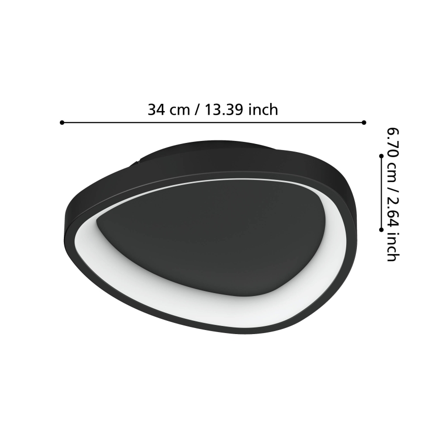 Eglo - LED Dimmable ceiling light LED/12W/230V 2700-6500K black + remote control