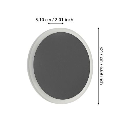 Eglo - LED Wall light LED/12W/230V 3000K d. 17 cm black