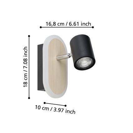 Eglo - LED Wall-mounted Spotlight LED/7W/230V Brown/Black