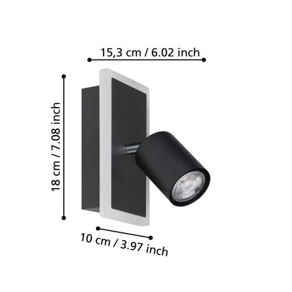 Eglo - LED Wall-mounted Spotlight LED/7W/230V Black