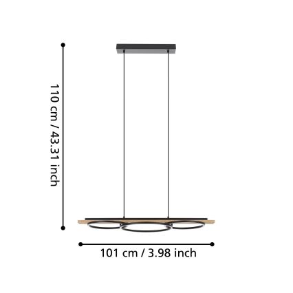 Eglo - LED Dimmable chandelier on a string 2xLED/12,5W/230V+1xLED/15,5W 3000K beige/black