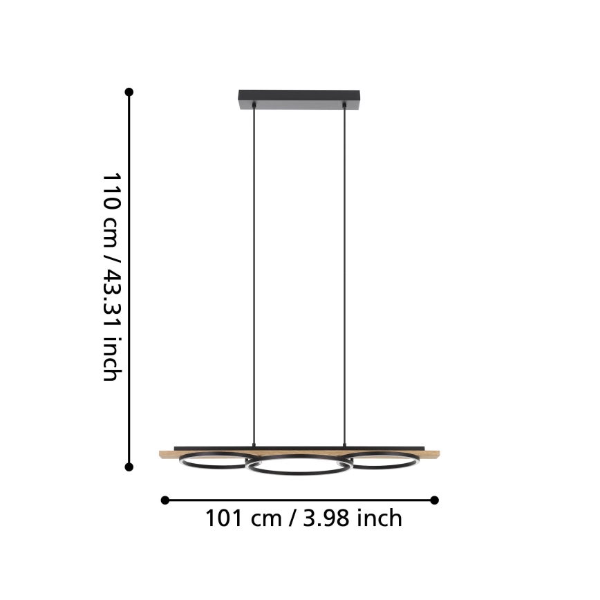 Eglo - LED Dimmable chandelier on a string 2xLED/12,5W/230V+1xLED/15,5W 3000K beige/black