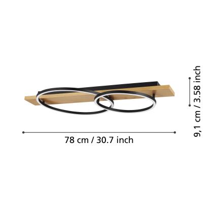 Eglo - LED Ceiling light 2xLED/12W/230V 3000K beige/black