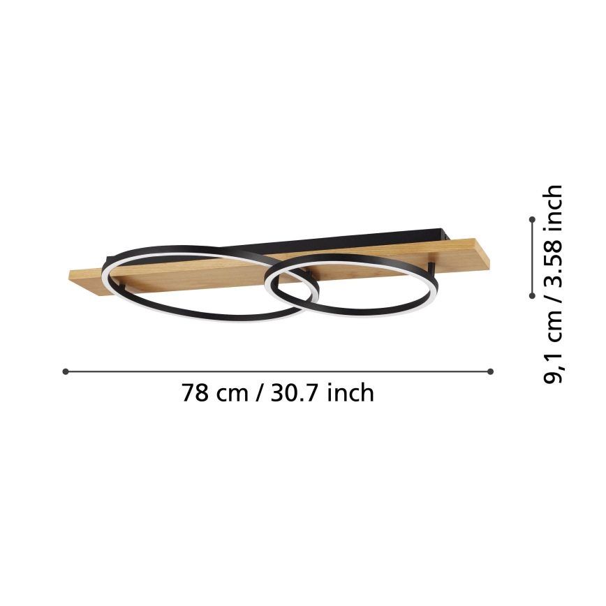 Eglo - LED Ceiling light 2xLED/12W/230V 3000K beige/black