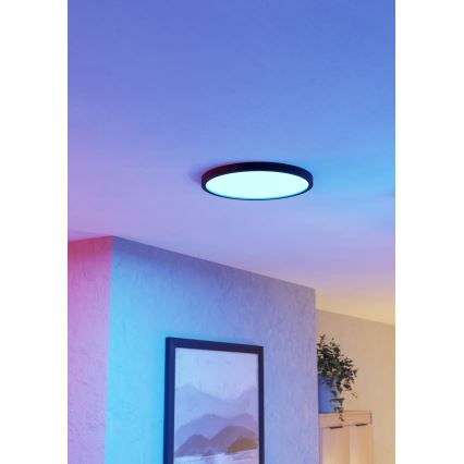 Eglo - Dimmable LED RGBW bathroom ceiling light LED/17.5W/230V 2700-6500K Ø 39.9 cm IP44 black
