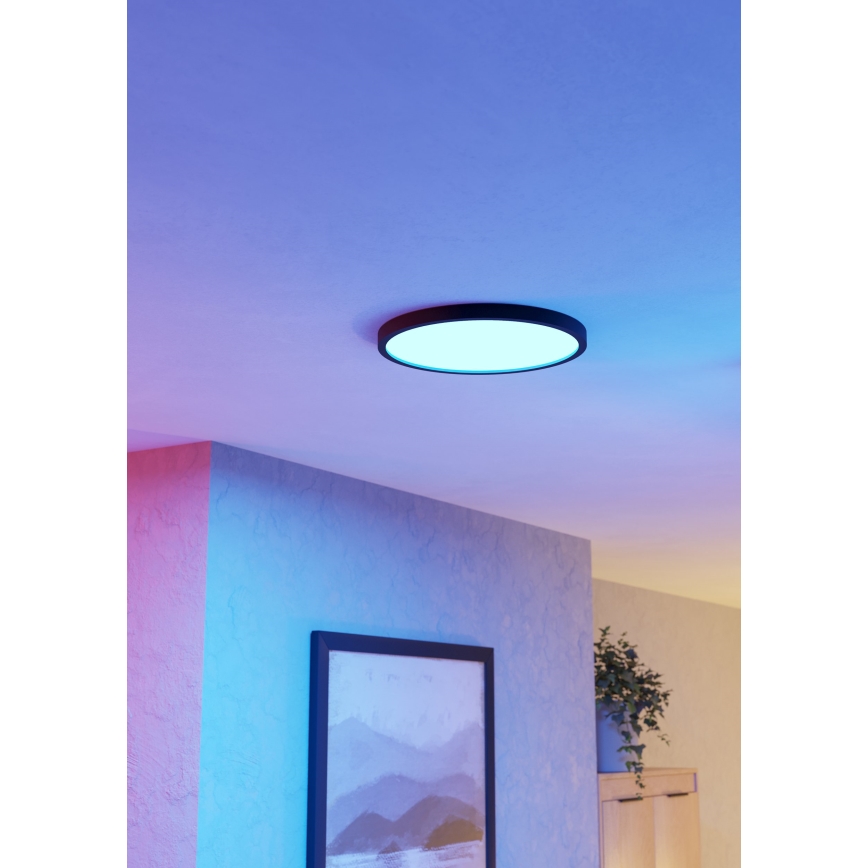 Eglo - Dimmable LED RGBW bathroom ceiling light LED/17.5W/230V 2700-6500K Ø 39.9 cm IP44 black