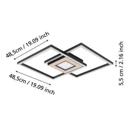 Eglo - Dimmable LED ceiling light 2xLED/17W/230V +LED/4,2W 2700-6500K + remote control