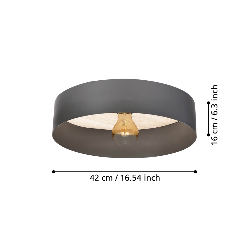 Eglo - Ceiling light 1xE27/40W/230V grey