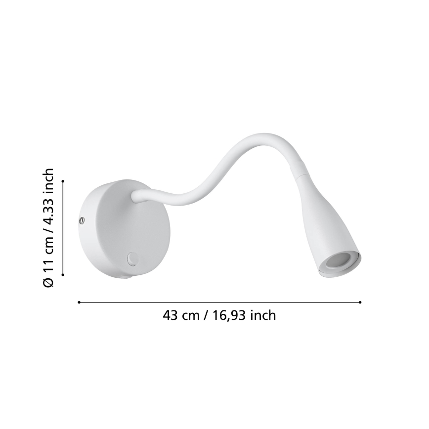 Eglo - Flexible LED Wall Lamp with USB, 3.8 W/230 V, White