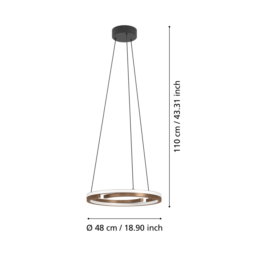 Eglo - Dimmable LED pendant on cable 2xLED/20W/230V 2700-6500K diam. 48 cm bronze + remote control