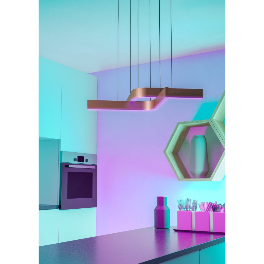 Eglo - LED RGBW Dimmable Pendant Light on Cable 2xLED/18W/230V Copper/Black