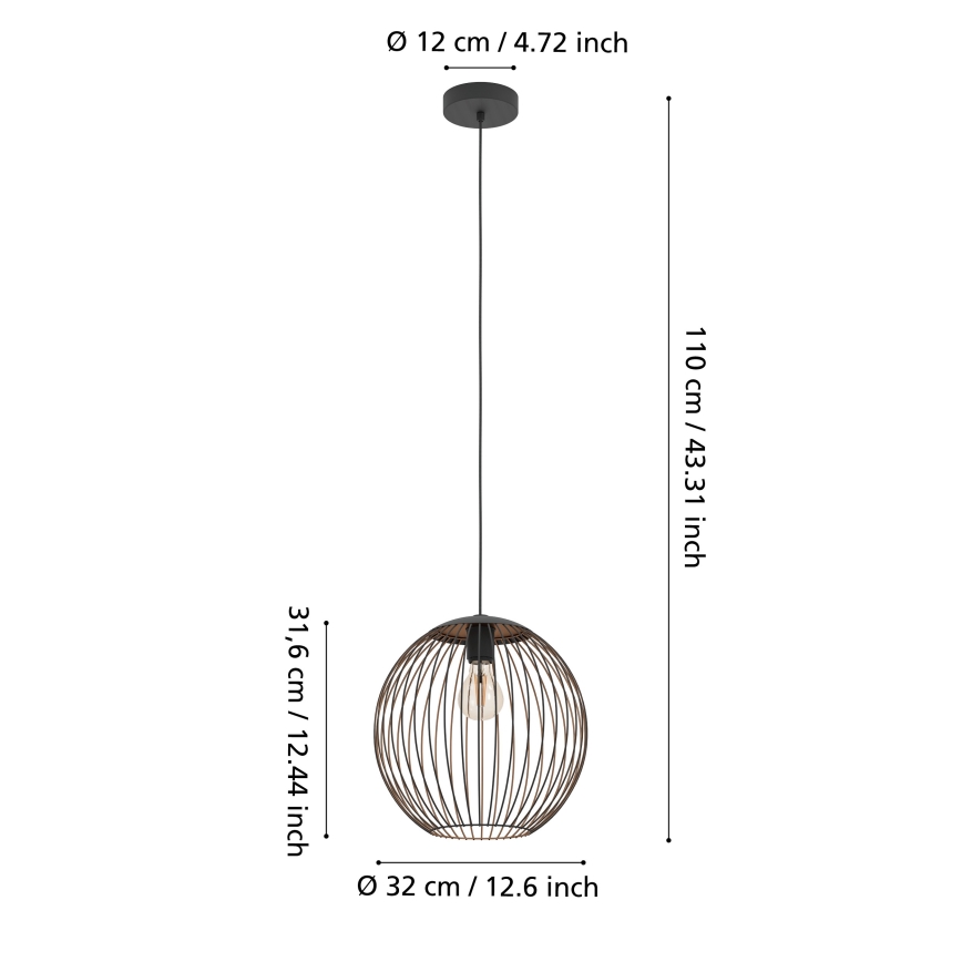 Eglo - Cable pendant light 1xE27/60W/230V black