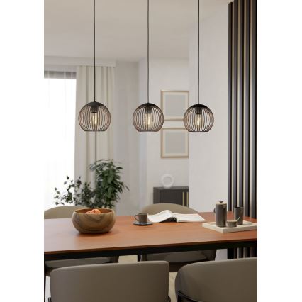 Eglo - Cable-hung pendant light 3xE27/60W/230V black