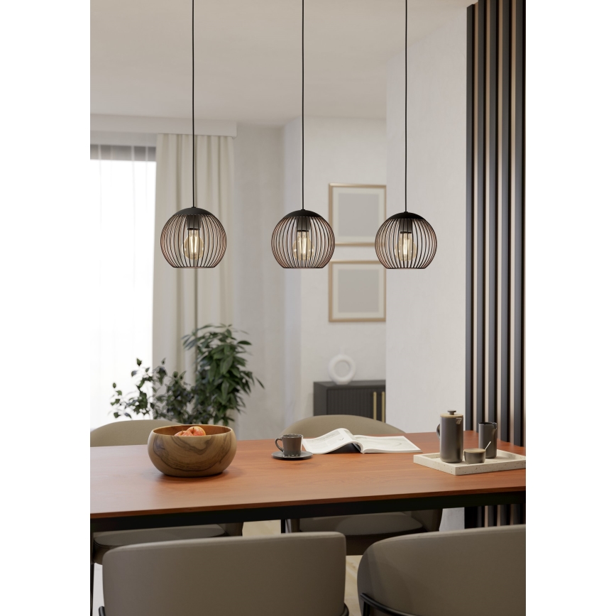 Eglo - Cable-hung pendant light 3xE27/60W/230V black