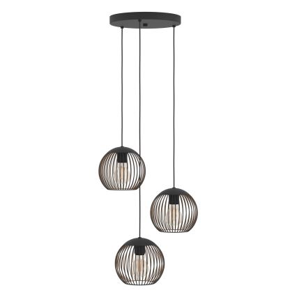Eglo - Cable Pendant Light 3xE27/60W/230V Black
