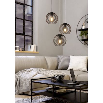 Eglo - Cable Pendant Light 3xE27/60W/230V Black