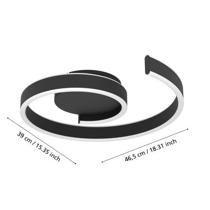 Eglo - LED RGBW Dimmable Ceiling Light LED/37W/230V 3000-6500K Black