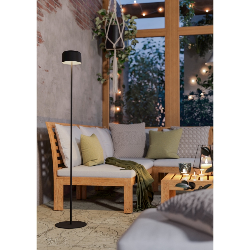 Eglo - LED Solar-rechargeable Touch-control Floor Lamp, 2.8W LED / 3.7V, 1800 mAh, IP44, Black