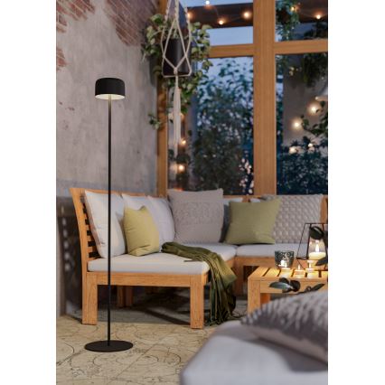 Eglo - LED Solar Rechargeable Touch Standing Lamp LED/2.8W/3.7V 1800 mAh IP44 Black