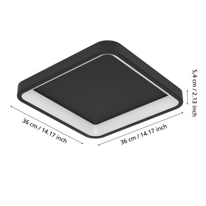 Eglo - RGBW LED Dimmable Ceiling Light LED/20W/230V 2700-6500K 35x35 cm Black