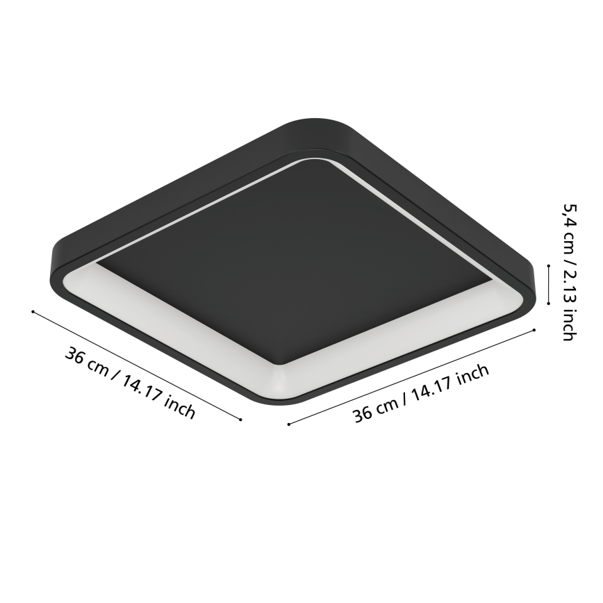 Eglo - RGBW LED Dimmable Ceiling Light LED/20W/230V 2700-6500K 35x35 cm Black