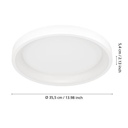Eglo - LED RGBW Dimmable Ceiling Light LED/19.6W/230V 2700-6500K dia. 35 cm White
