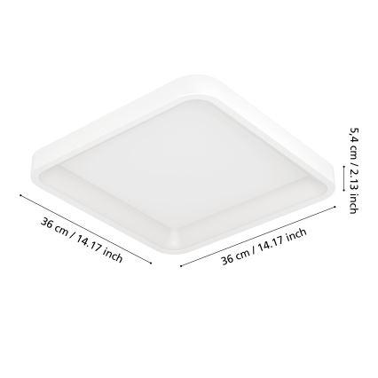 Eglo - RGBW LED Dimmable Ceiling Light LED/20W/230V 2700-6500K 35x35 cm White