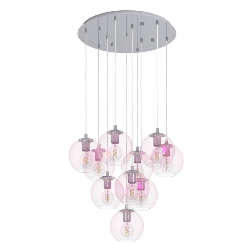 Eglo - Cable-suspended chandelier 10x E27/60W/230V polished chrome/clear glass