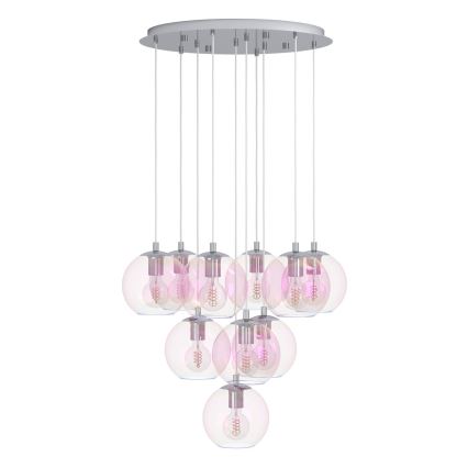 Eglo - Cable-suspended chandelier 10x E27/60W/230V polished chrome/clear glass